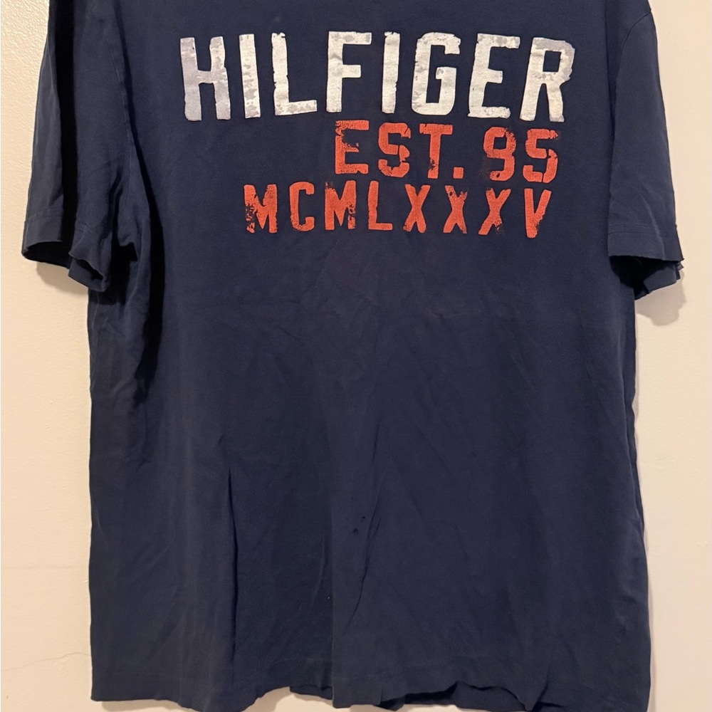 Tommy Hilfiger Navy and Red Graphic Tee